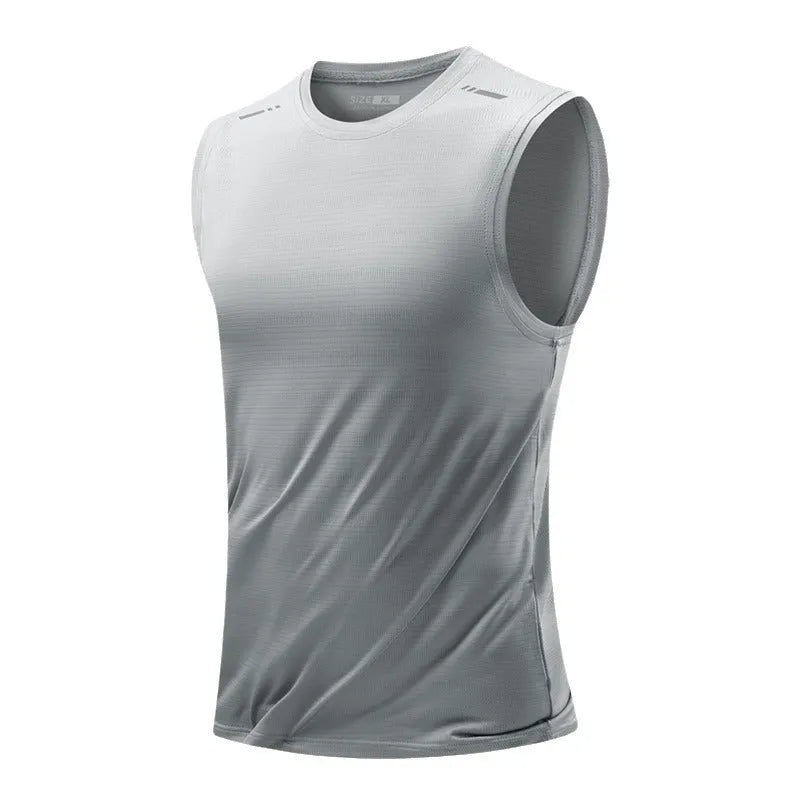 A man's loose-fit sleeveless waistcoat in a solid colour, made from bamboo fibre blend fabric.