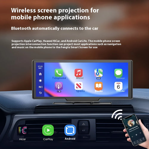 10 inch car touchscreen with Apple CarPlay, driving recorder and reversing camera functions