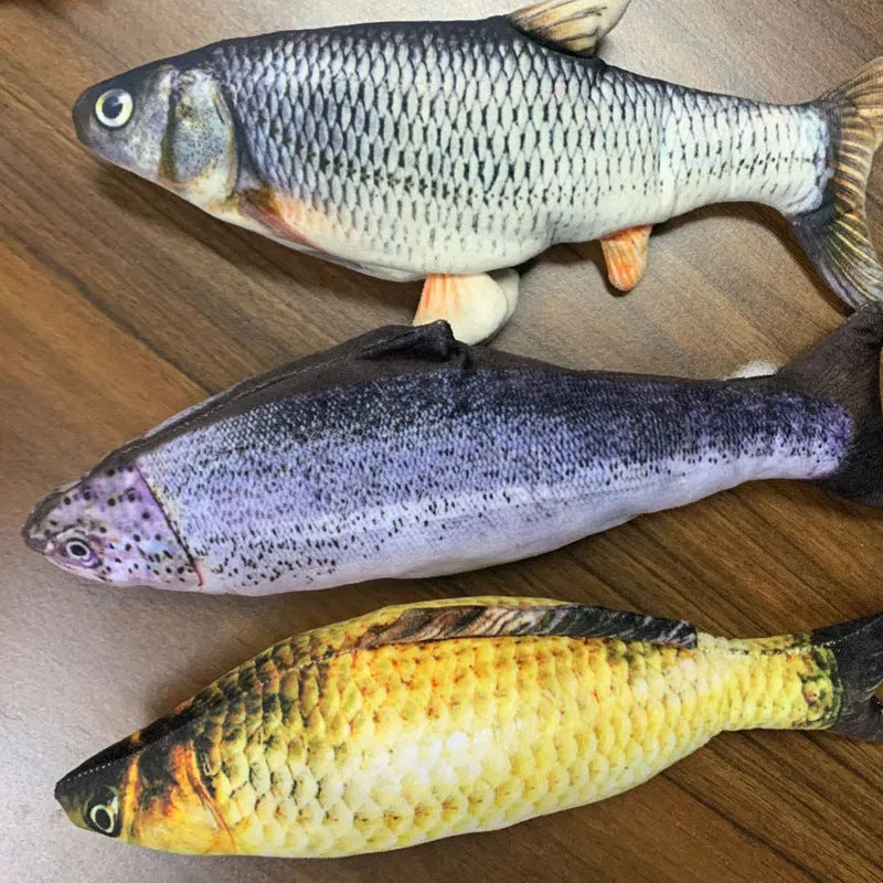 USB rechargeable electric jumping fish cat toy in multicolour 30cm PP construction