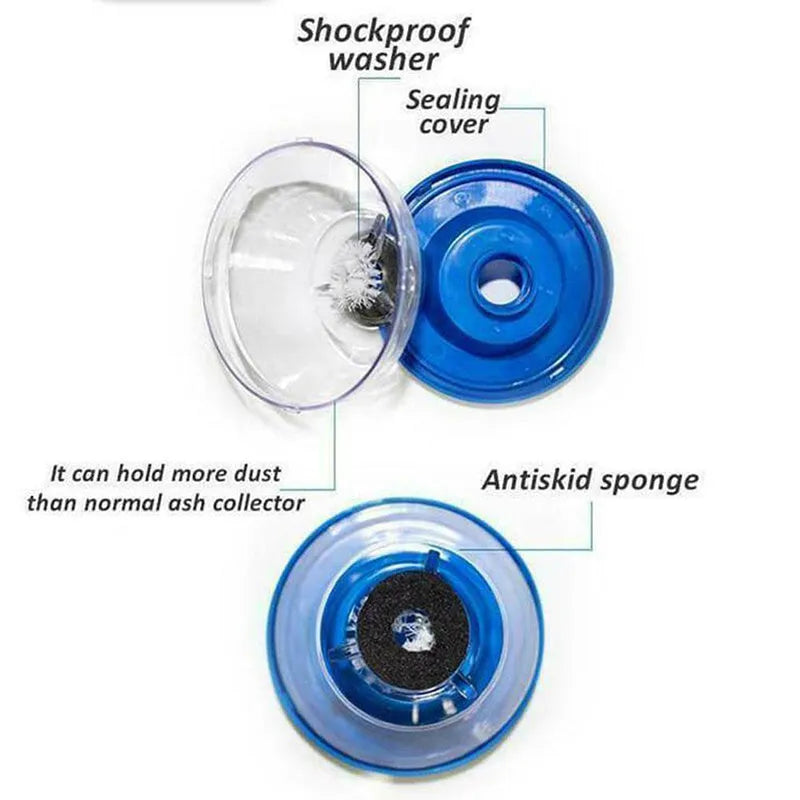 Blue bowl-shaped electric hammer dust cover for drilling, showing non-slip sponge and PVC gasket.