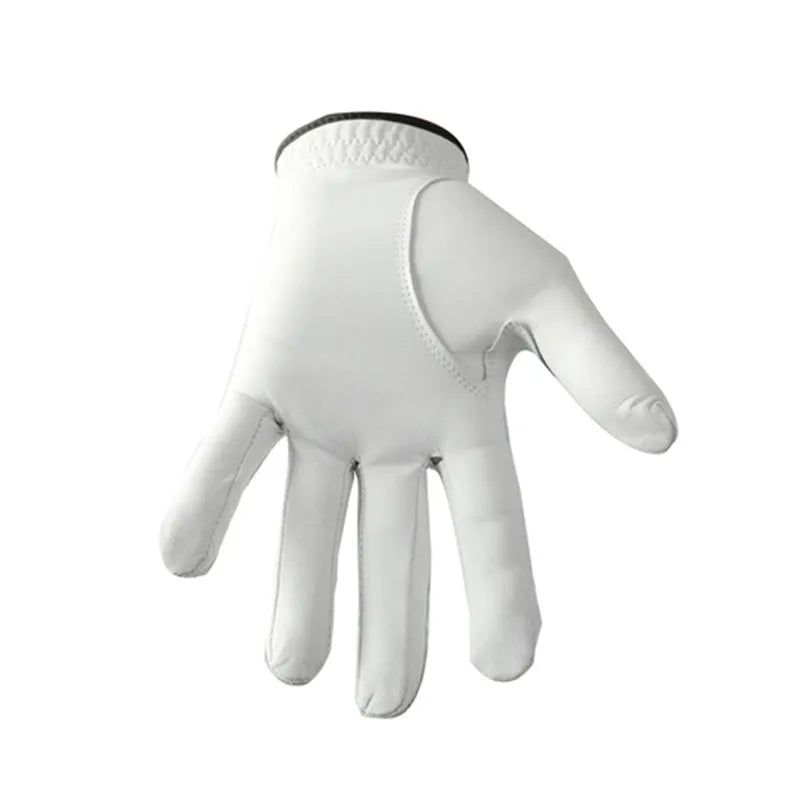 White half sheepskin golf glove for men with non-slip grip