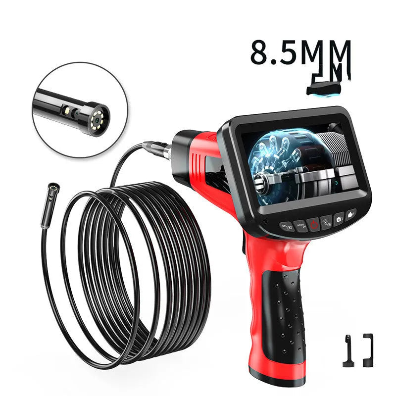 8.5mm diameter dual-lens endoscope inspection camera with hard wire cable and memory card.