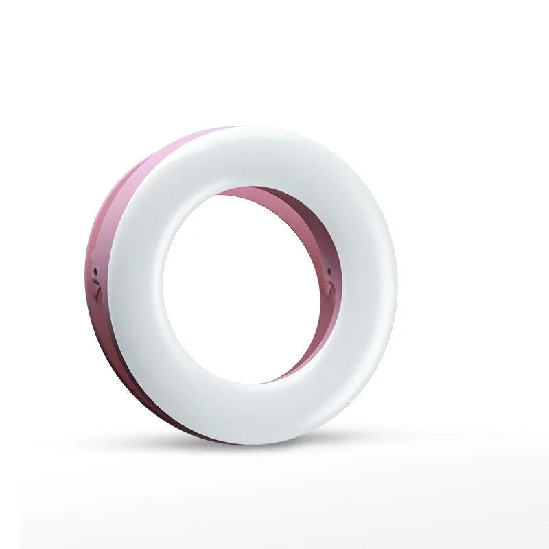 Compact black USB-rechargeable LED selfie ring light for mobile phones