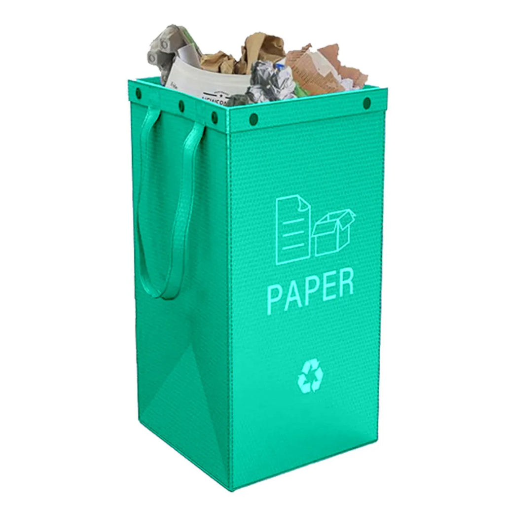 Blue handbag style 40-litre plastic waste sorting bin with waterproof construction