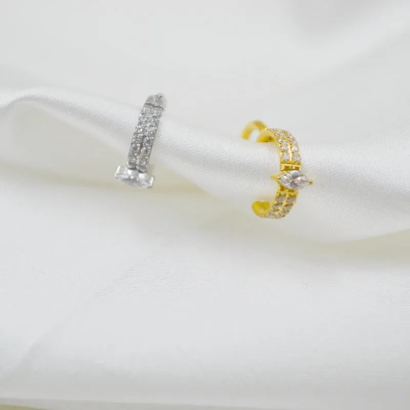 Titanium steel heart earrings with zircon stones in silver or gold colour measuring 1.2x8mm