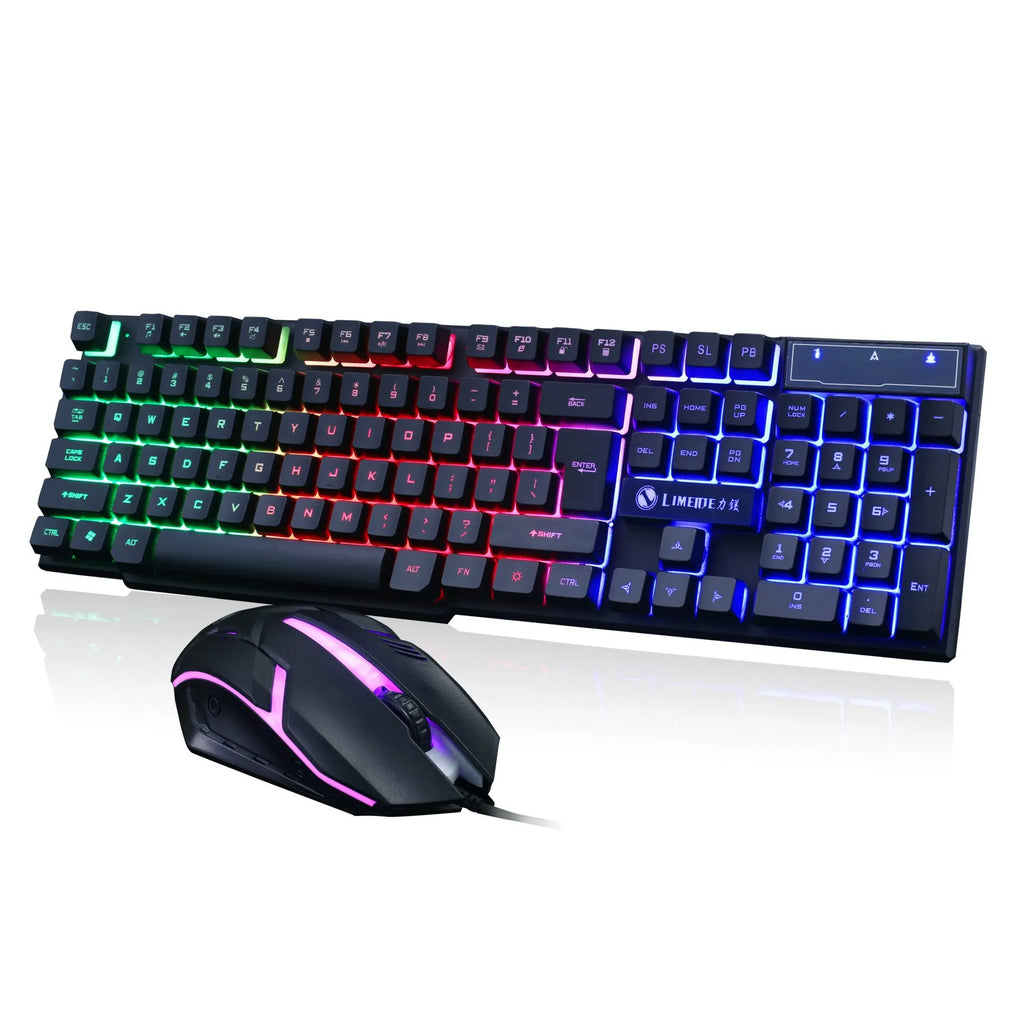 Limei GTX300 mechanical gaming keyboard and mouse set with backlit keys in black and white colour option