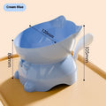 Stainless steel oblique cat bowl with anti-fall design in blue colour.