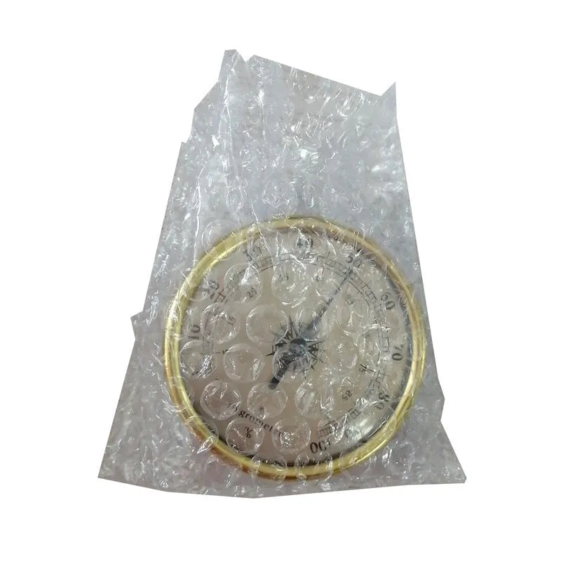 Aluminium analog thermometer and hygrometer with circular dial for humidity percentage reading