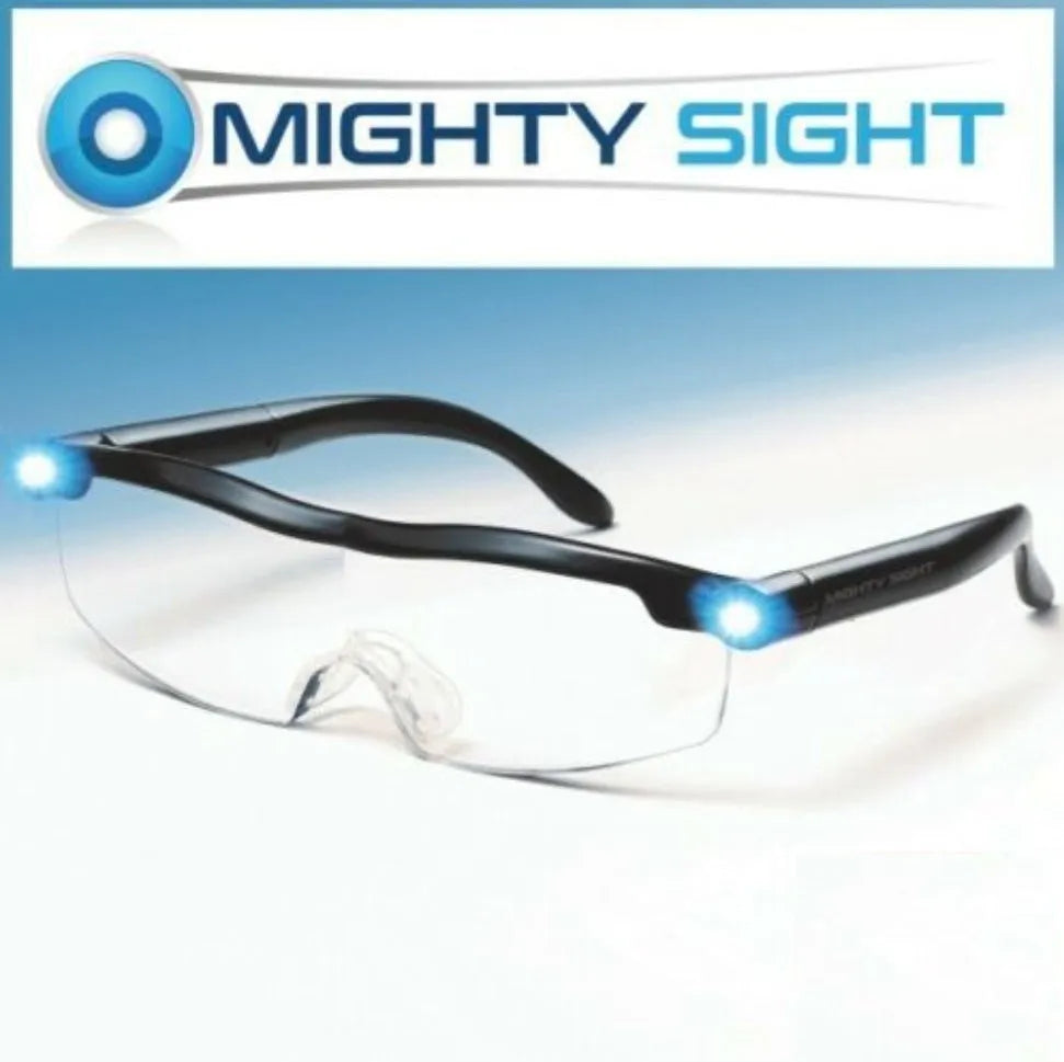 Transparent black USB LED reading glasses with scheduling function on display