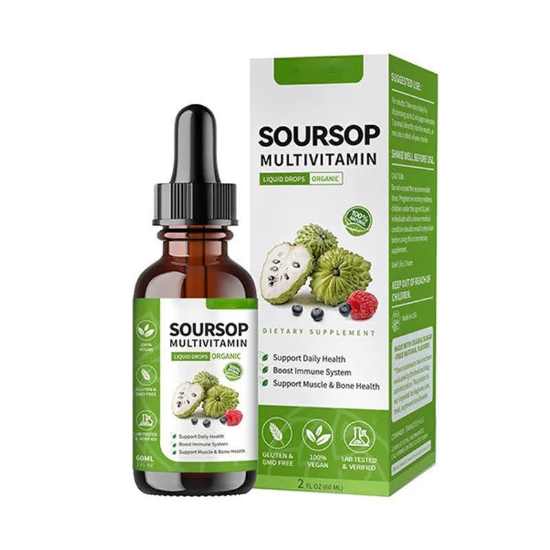 A 60ml bottle of Annona Prickly Fruit flavour edible care drops for adults.