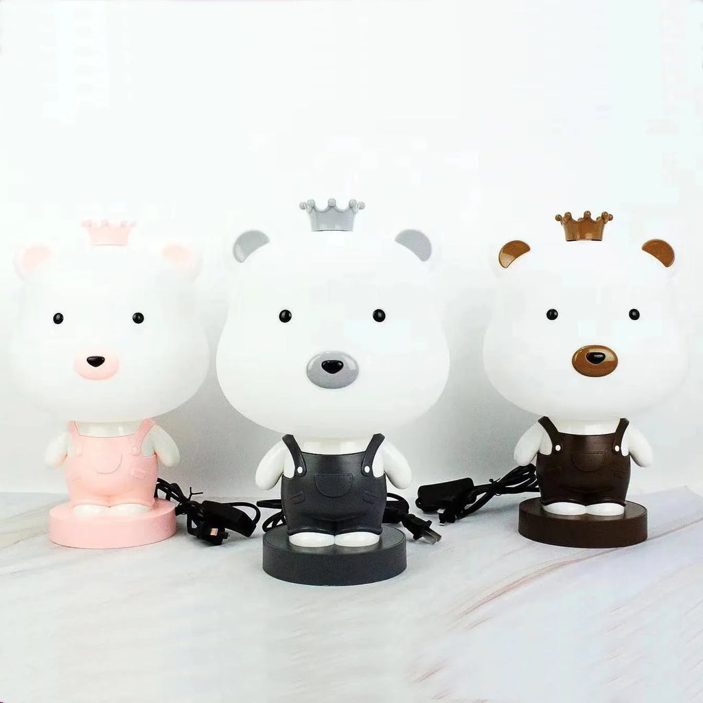 Animal cartoon table lamp with plastic shade showing bear, cattle, rabbit, or tiger design options