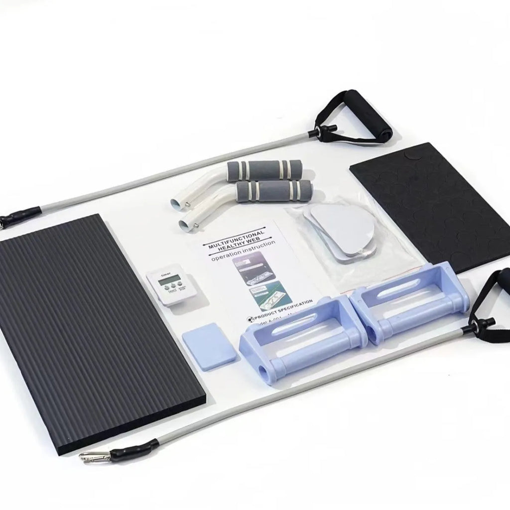 Foldable purple belly panel fitness equipment for core training on wooden floor