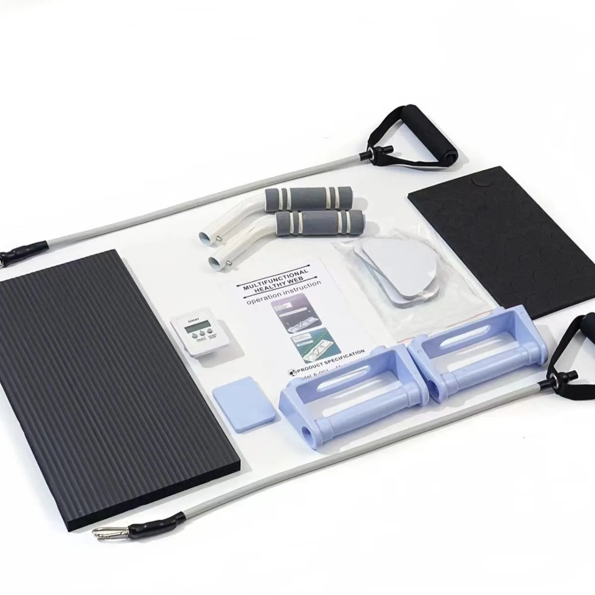 Foldable purple belly panel fitness equipment for core training on wooden floor