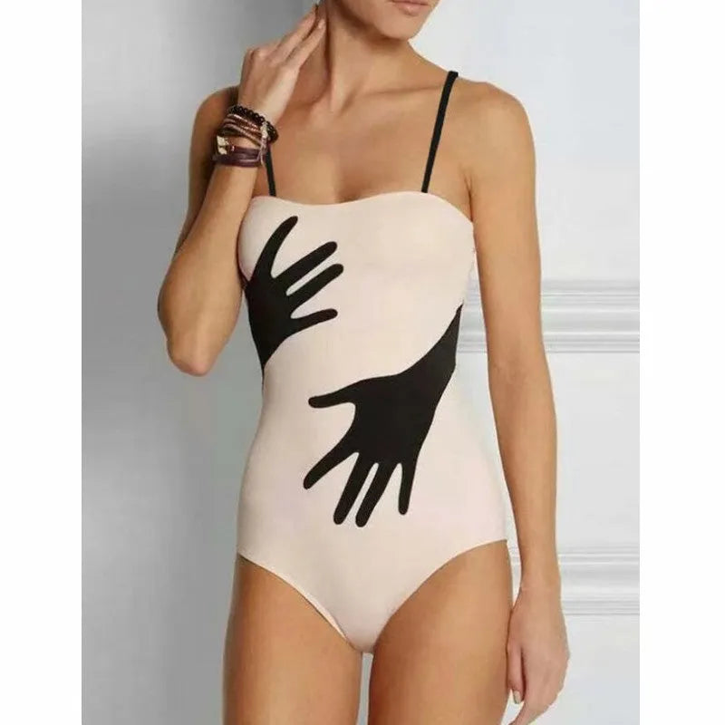 Women's one-piece bikini swimsuit with tulle skirt in polyester fabric