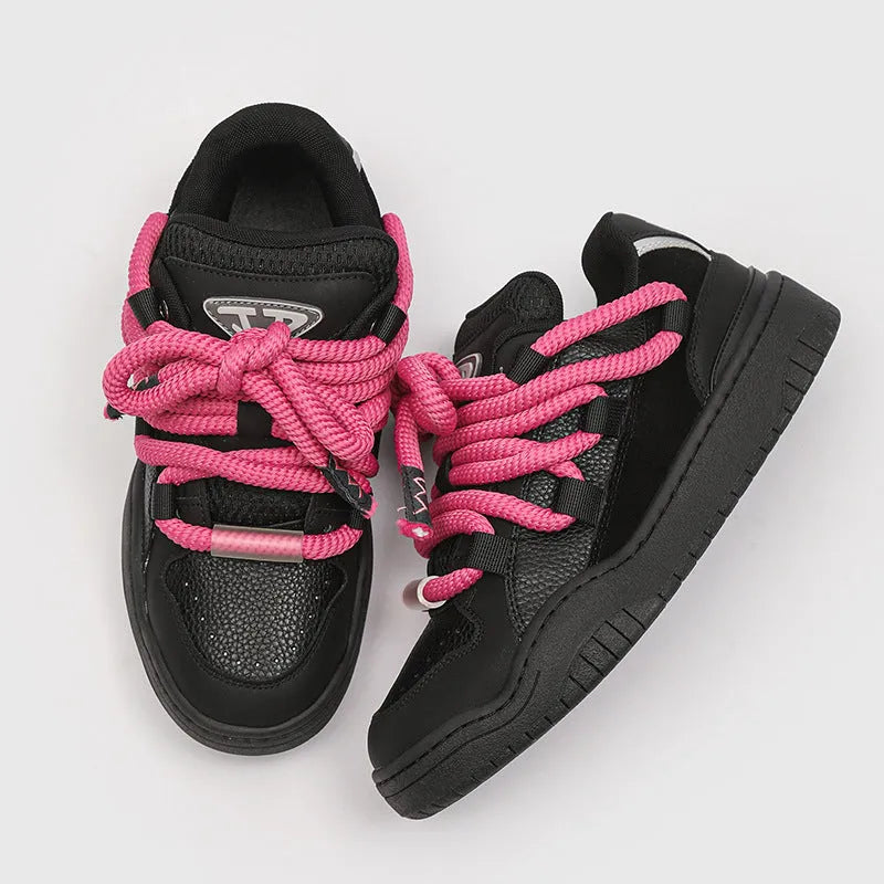 Casual breathable shoes with thick rubber sole in denim blue colour with lace-up front