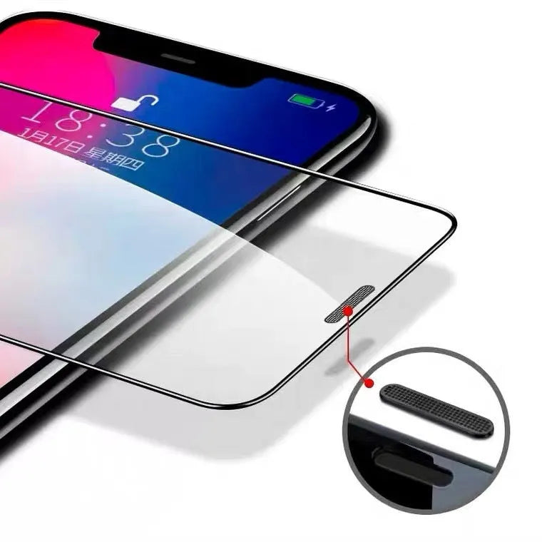 iPhone privacy tempered glass screen protector with anti-peep film on a mobile phone.