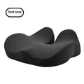 Solid colour memory foam office chair cushion measuring 46x43cm on a chair seat.
