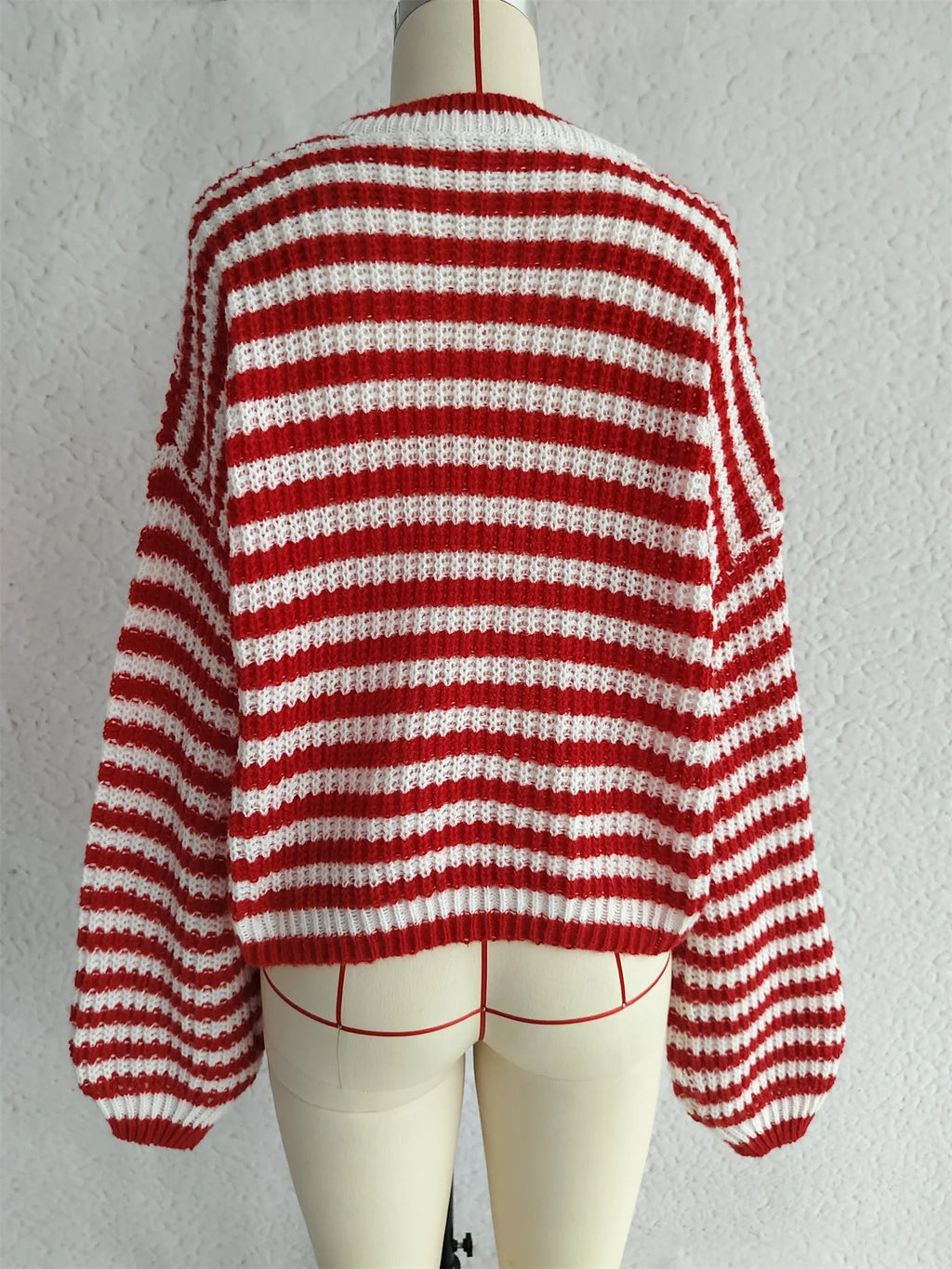 Women's vintage stripe loose pullover sweater in polyester fabric available in multiple colours