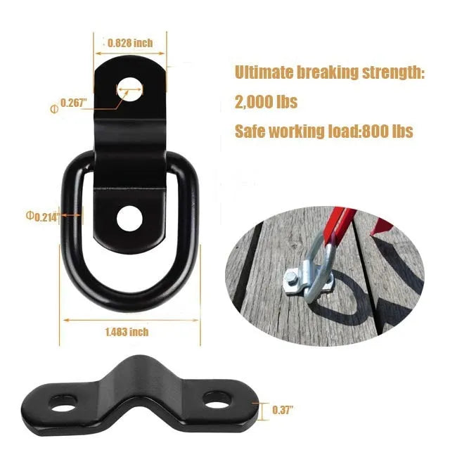 Black galvanised pull ring floor hook for truck cargo securing made from carbon steel