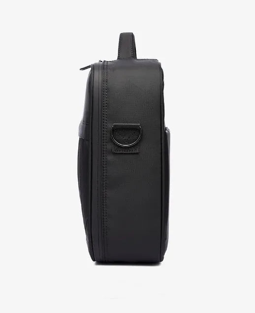 Black Oxford fabric men's messenger shoulder bag showing dimensions 24cm by 11cm by 31cm
