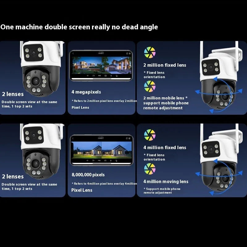Outdoor wireless security camera system with dual-screen monitor for home surveillance