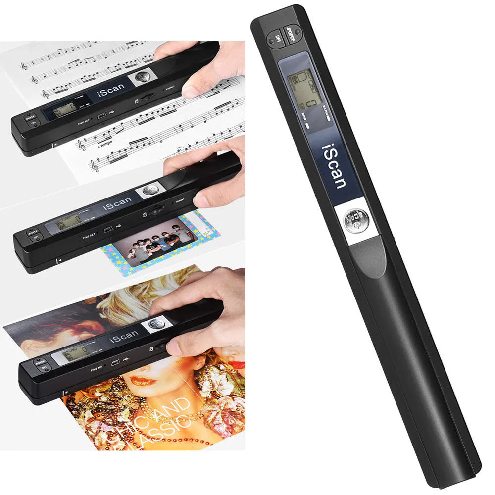 Handheld plastic scanner in multiple colour options for document and barcode scanning applications