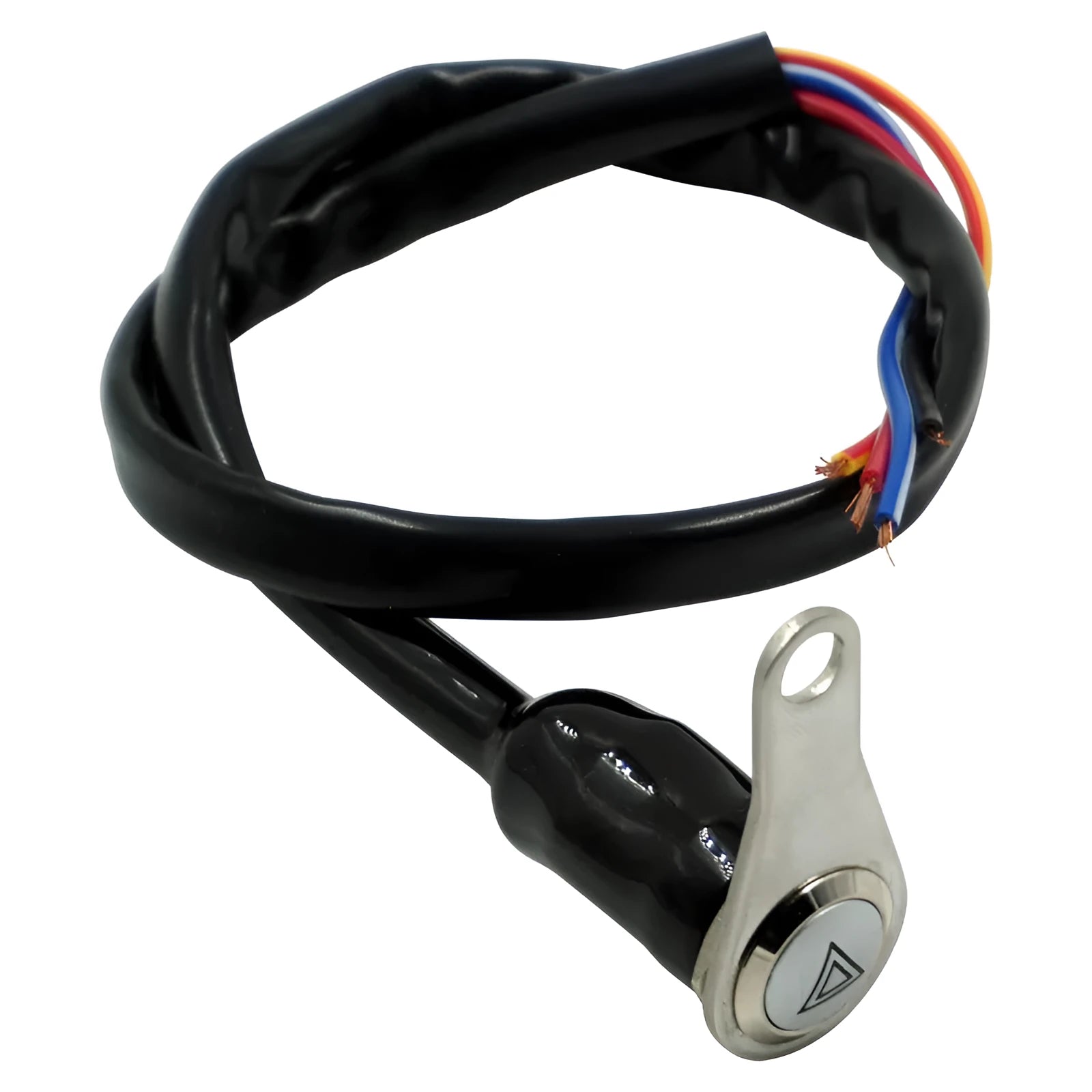 KG-057A stainless steel motorcycle double flash switch with black finish and illuminated button ring