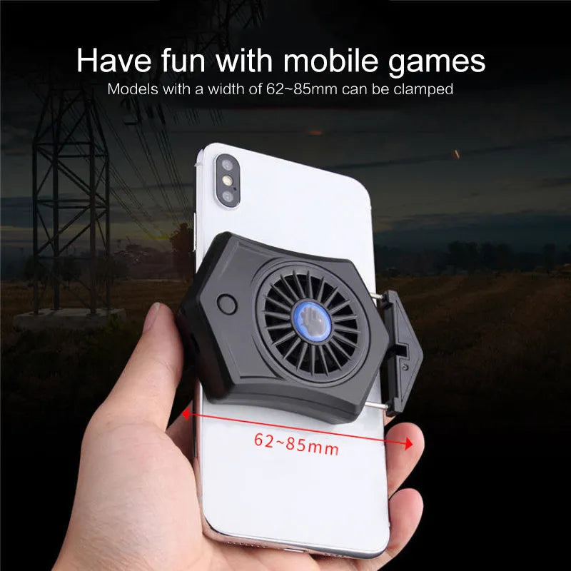 Black and white mobile phone radiator cooling fan with USB connector for gaming devices