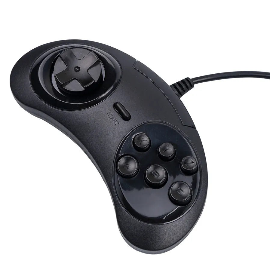 Black Sega USB game controller for PC with 1.8 metre cable