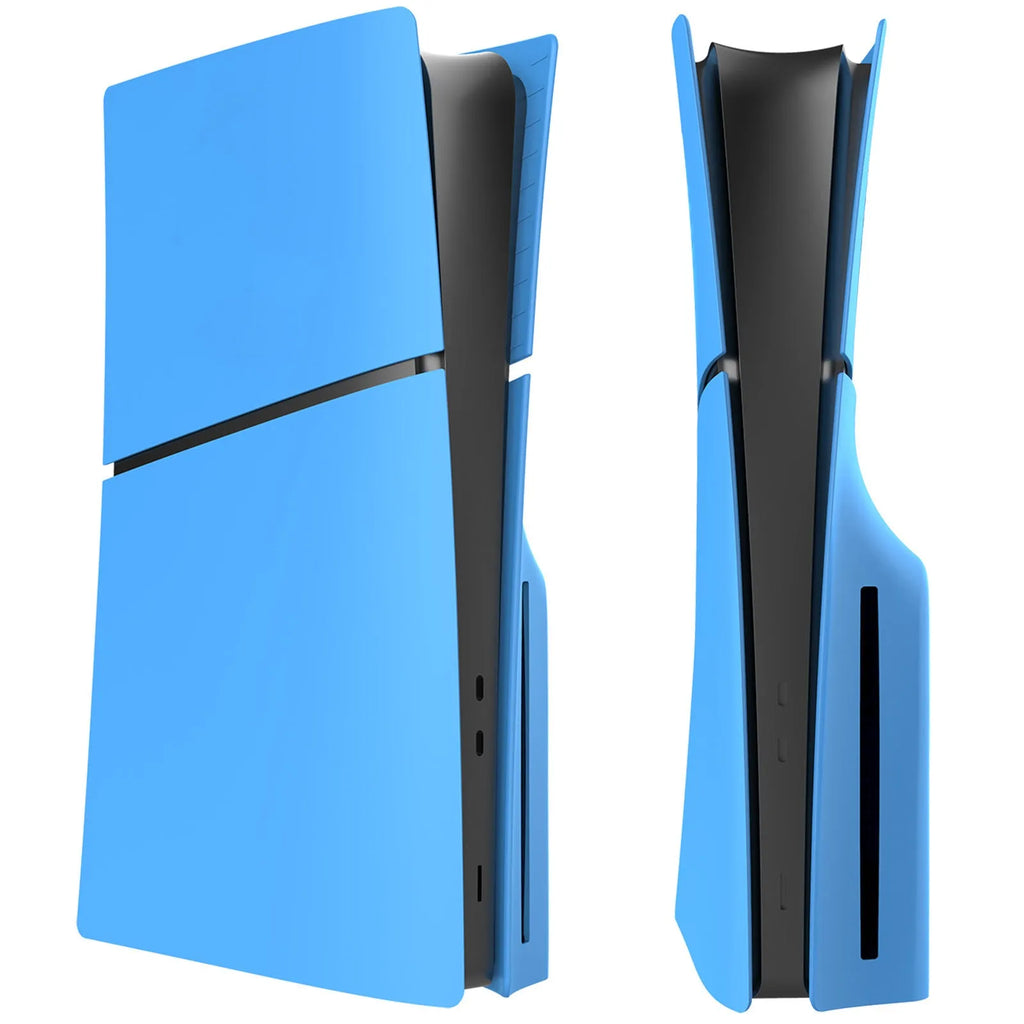PS5 Slim replacement protective shell in ABS plastic, showing colour options for digital and optical drive models