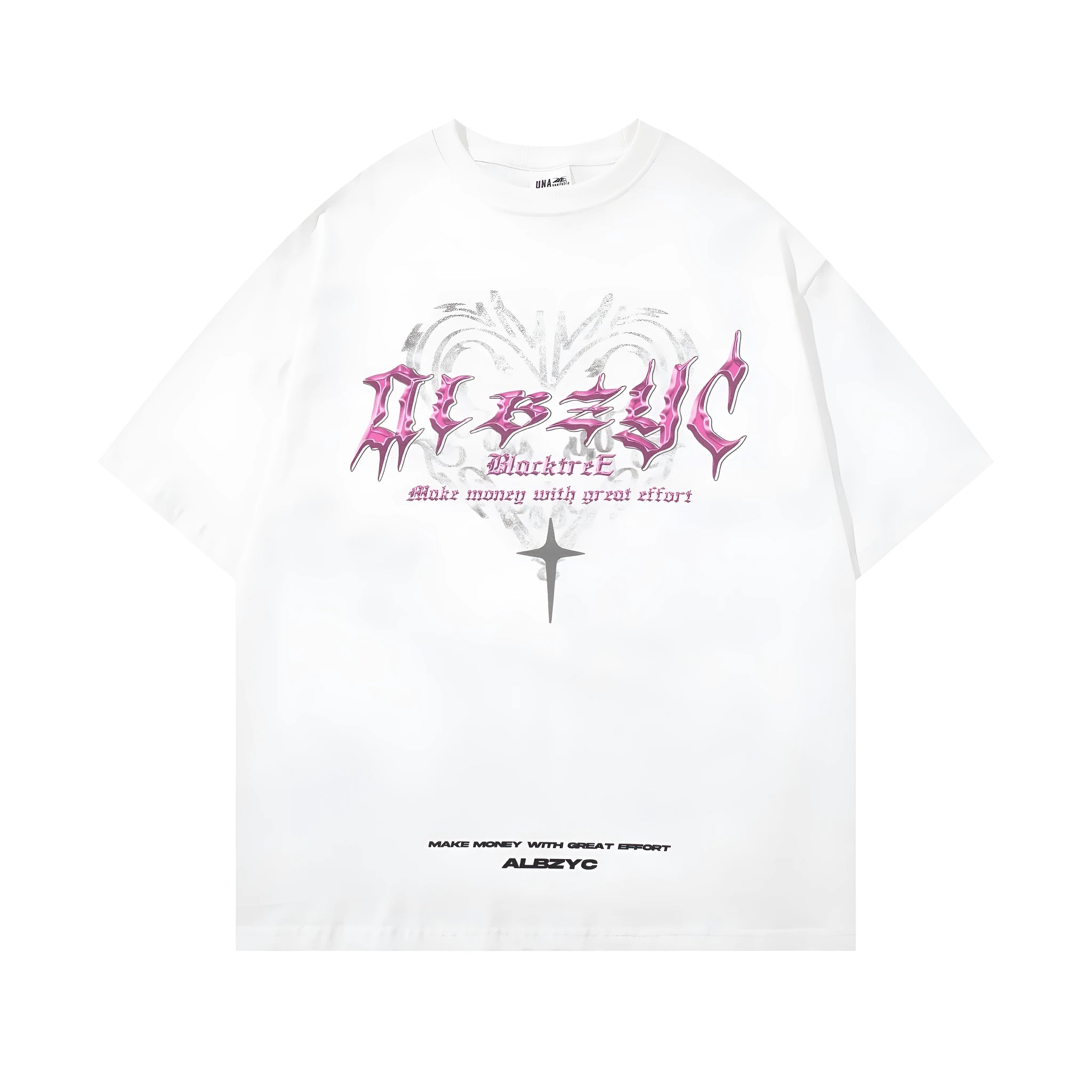A man's black retro printed cotton T-shirt with short sleeves and a loose fit.