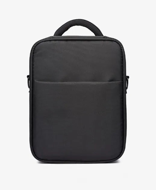Black Oxford fabric men's messenger shoulder bag showing dimensions 24cm by 11cm by 31cm