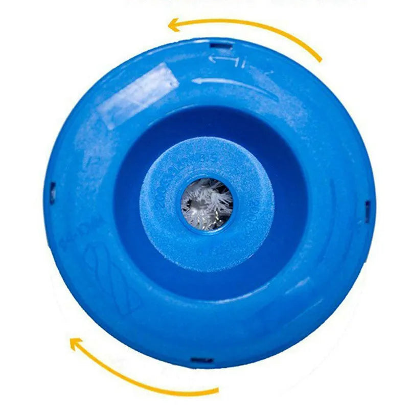 Blue bowl-shaped electric hammer dust cover for drilling, showing non-slip sponge and PVC gasket.