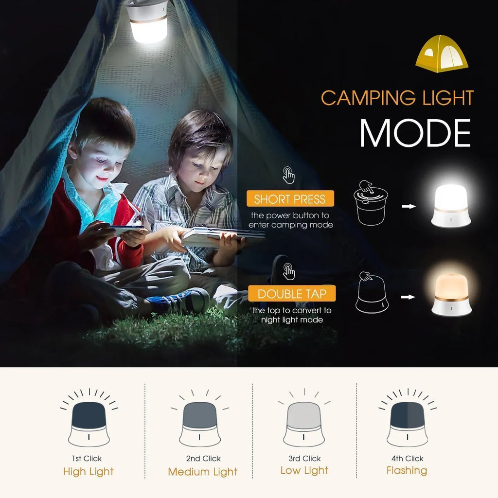 White bedside night light with touch controls for dimming and colour changing