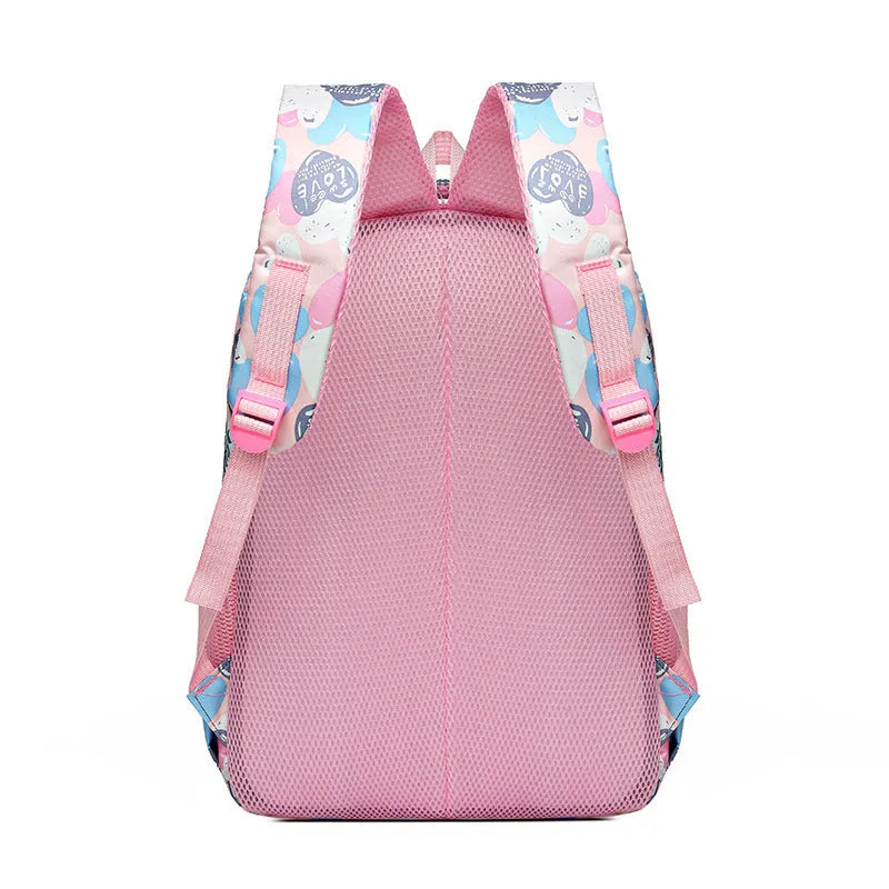 Oxford cloth student backpack with air pillow shoulder straps in blue, red, gray, or pink
