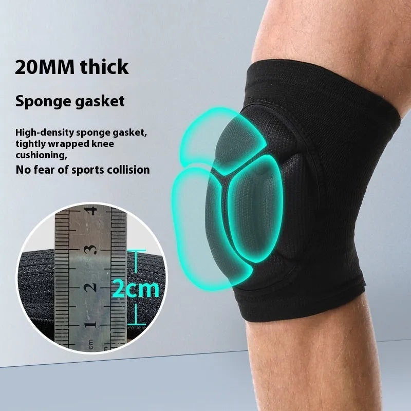Black and blue free size dance knee pads with thick sponge protection for volleyball