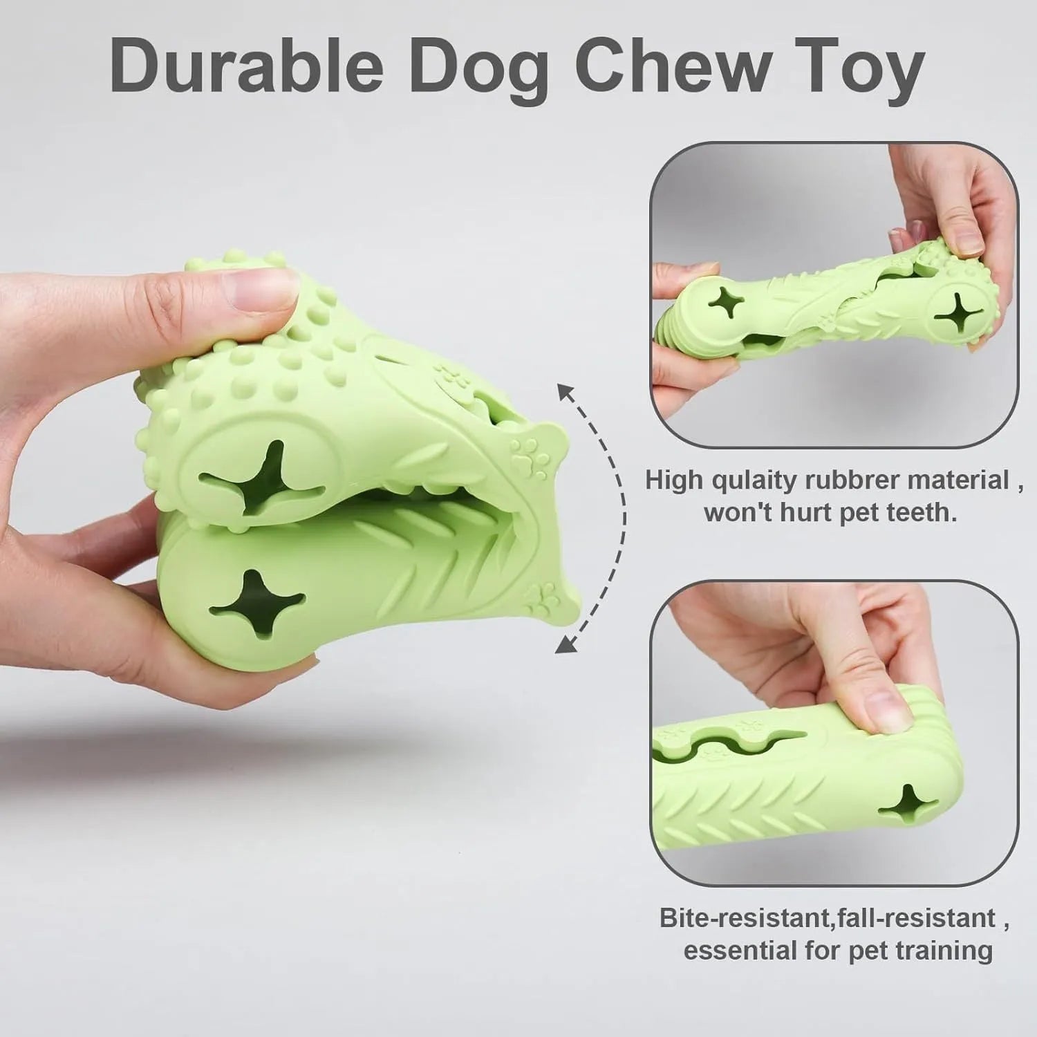 Blue bone-shaped natural rubber dog chew toy for aggressive chewers with teeth cleaning surface