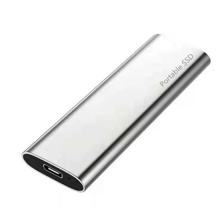 Portable external SSD with metal casing in red colour, shown alongside other colour options.