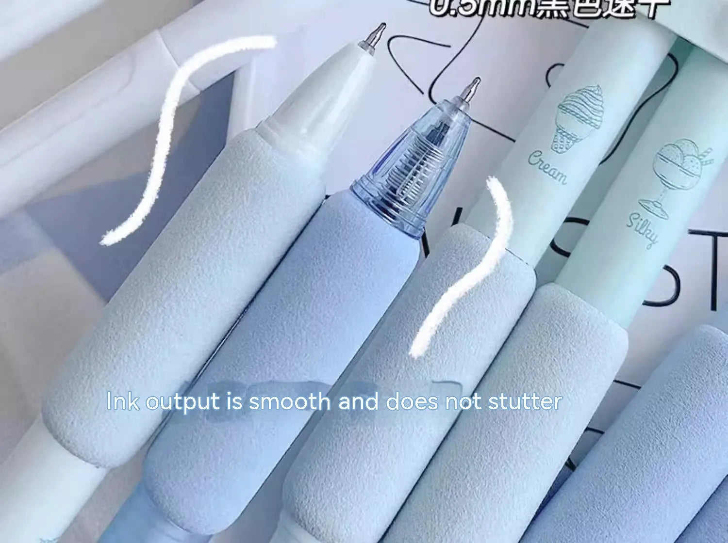 Four neutral calligraphy practice pens with 0.5mm tips and double-headed fluorescent design