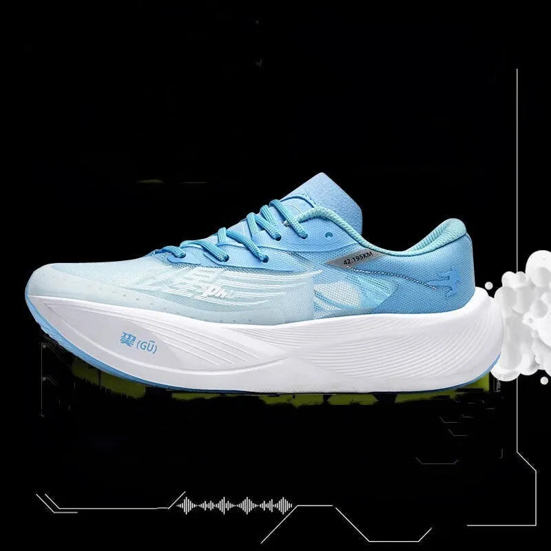 Low-top carbon plate sports sneakers in multiple colours on a natural rubber sole with lace-up front.
