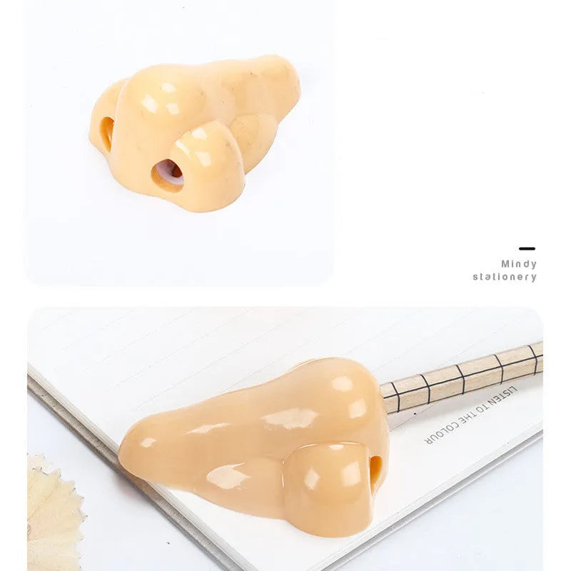 Flesh colour plastic manual pencil sharpener with geometry shape for student stationery