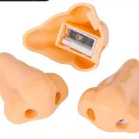 Flesh colour plastic manual pencil sharpener with geometry shape for student stationery