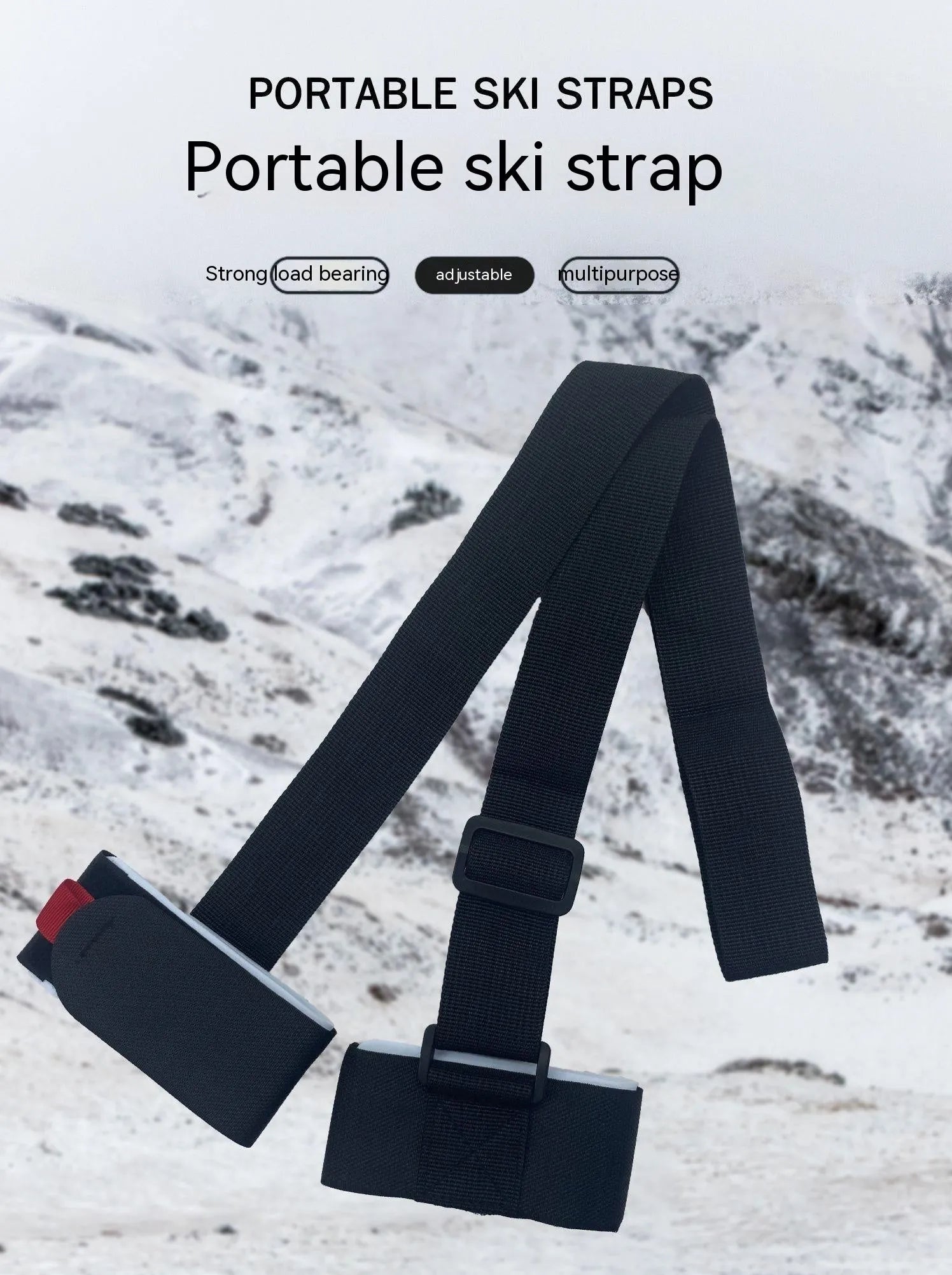 Adjustable skiing bandage with sled shoulder strap in four colour options