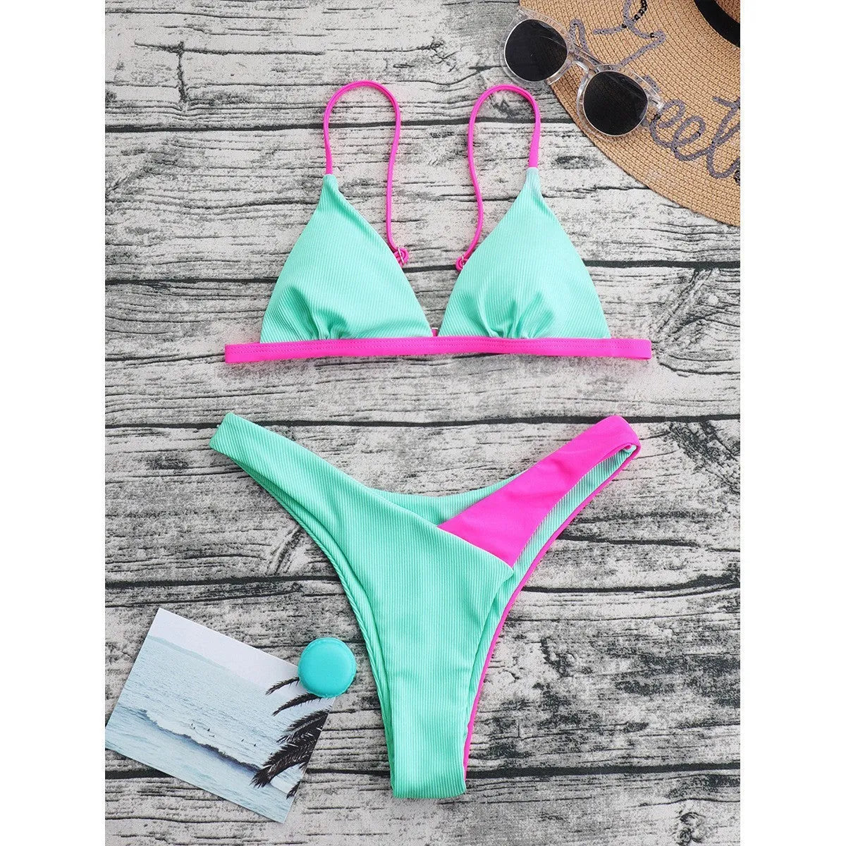 Women's swimsuit briefs bikini set in European and American style with nylon fabric