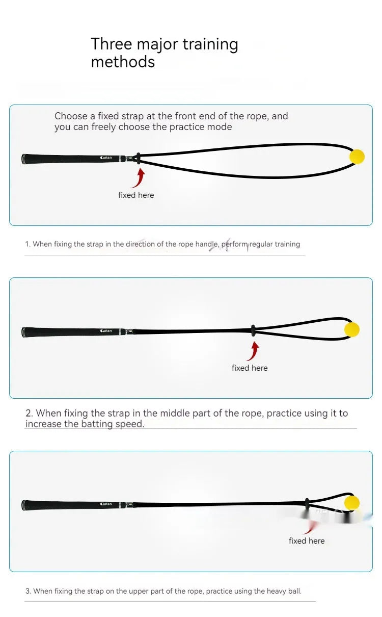 Black golf swing practice rope trainer with silicone elastic string for physical correction training