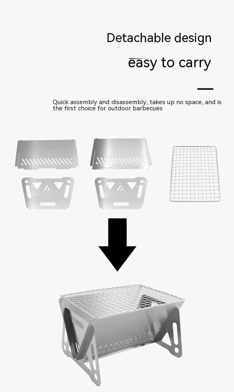 Folding stainless steel barbecue oven and grill with storage bag