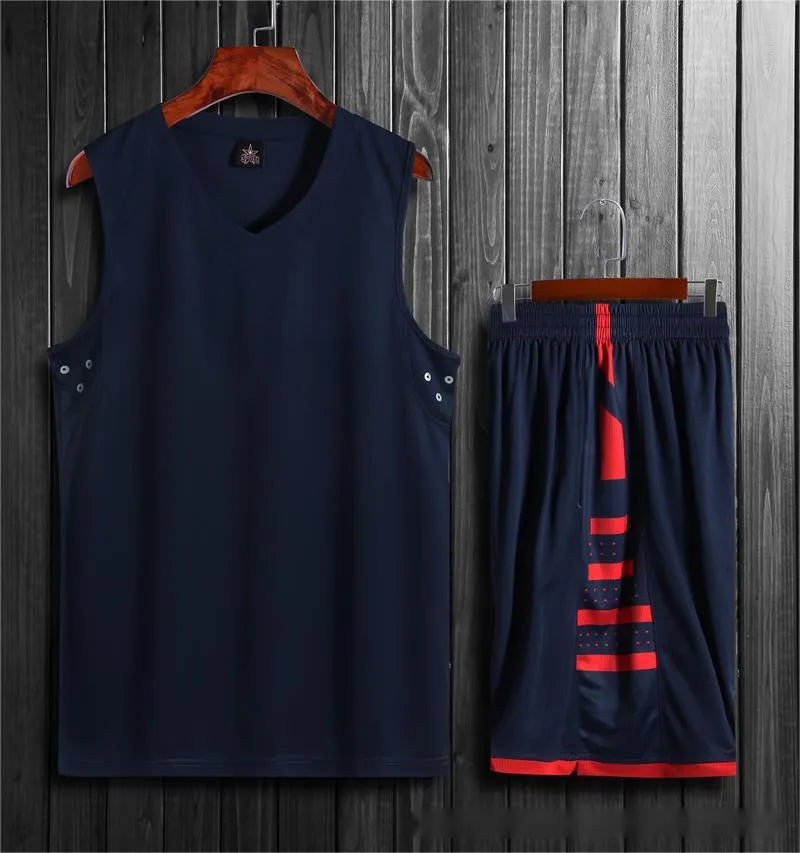 Black and white polyester basketball sports vest and matching pants for unisex training