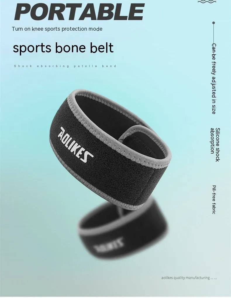 Black and grey patella retinaculum knee brace for sports protection