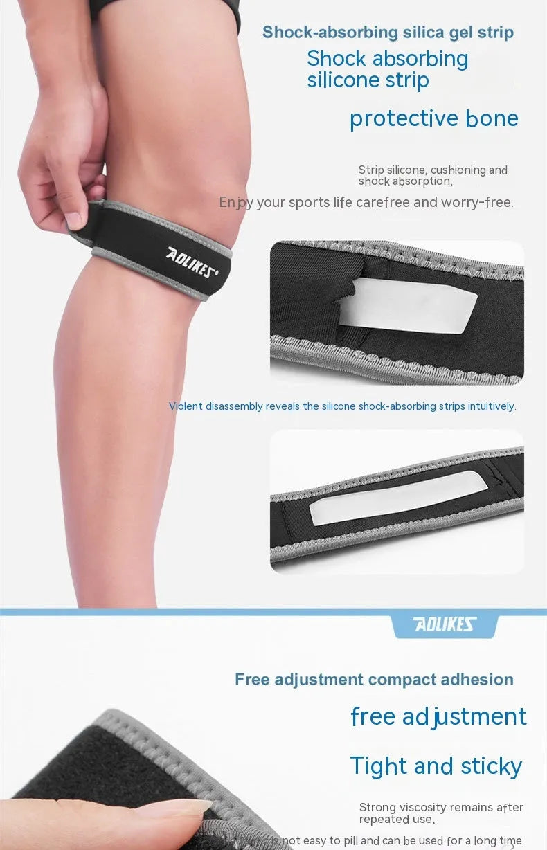 Black and grey patella retinaculum knee brace for sports protection