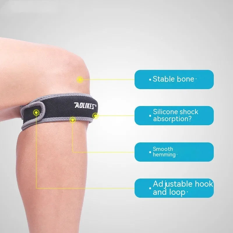 Black and grey patella retinaculum knee brace for sports protection
